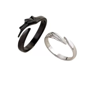 Retro Devil Angel Couple Rings for Women Men Simple Titanium