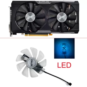 Black NEW LED Cooling GPU Fan with colorful RGB lights illuminating the fan blades, mounted on a graphics card.