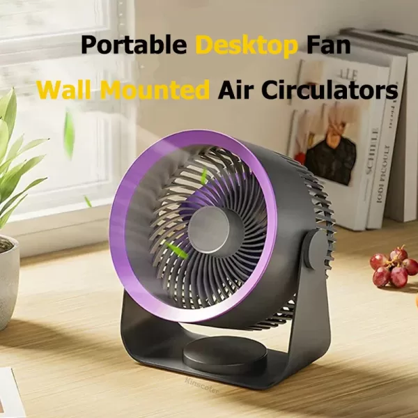 A 4000mAh Wireless Electric Fan positioned on a desk, blowing cool air.