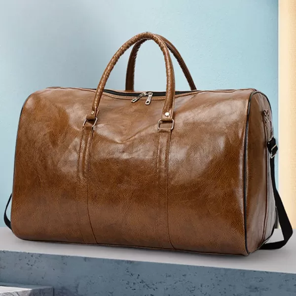 Sleek Pure Leather Duffel Bag for Men and Women