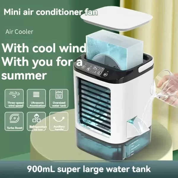 Close-up of a Mini Desktop Water Cooler with a visible water tank