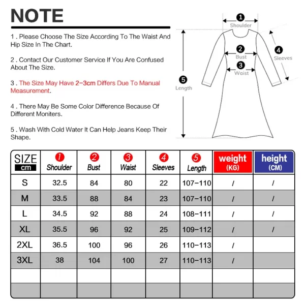 Trendy V-Neck Long Dress Korean Fashion size chart.