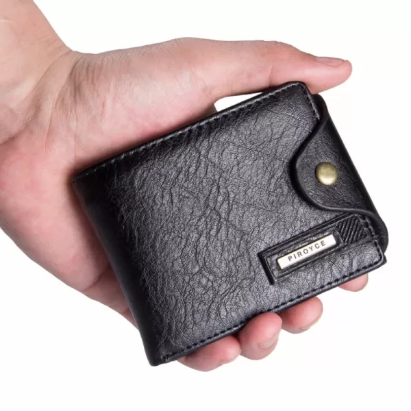 2 Men's small wallet vintage multifunction purse with coin pocket made of high-quality PU leather