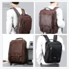 2 brwon Leather Men Backpack Business Male 15.6"