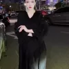 2024 black color Pleated French Vestito Dress
