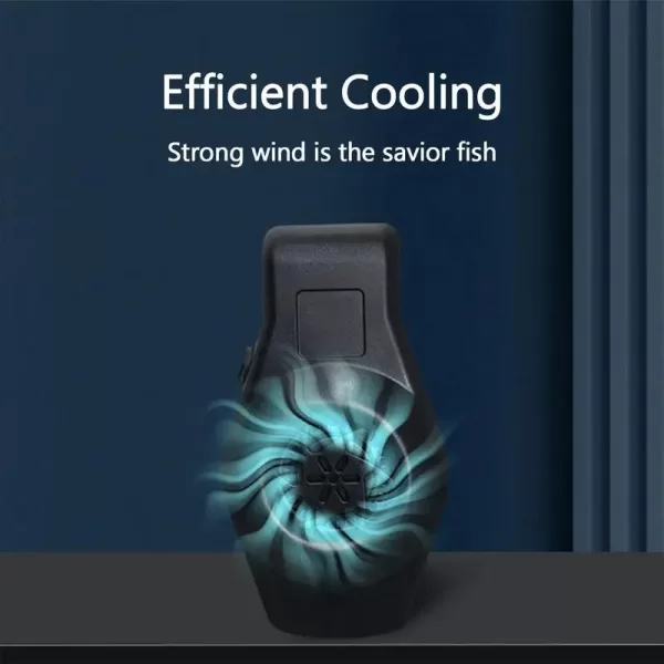 A sleek, black USB Aquarium Fan clips securely to the rim of a fish tank.