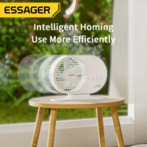 Person working comfortably at a desk with an Essager Desk Fan blowing cool air