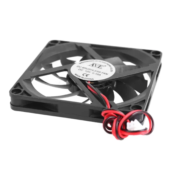 Black 80mm CPU cooling fan securely attached to a silver CPU heatsink.