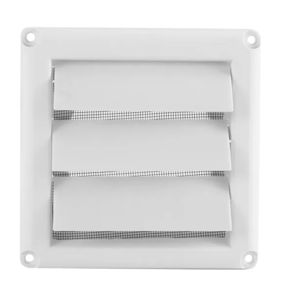 Brushed nickel 6-inch air vent grille cover with a classic design, installed in a bedroom wall.