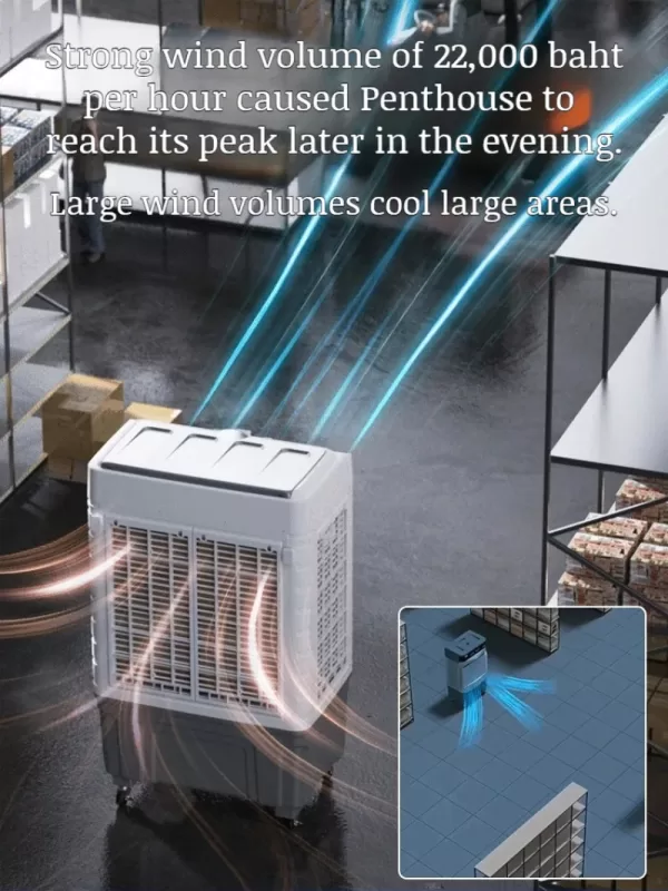 Close-up of the mobile industrial fan plunging chiller water cooling fan's control panel