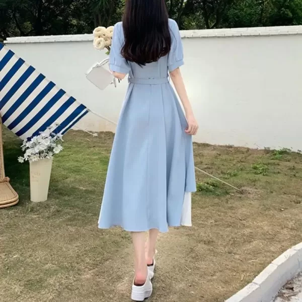 Trendy V-Neck Long Dress Korean Fashion Robe Playa Summer Dresses Women 2024