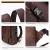 brwon Leather Men Backpack Business Male 15.6"