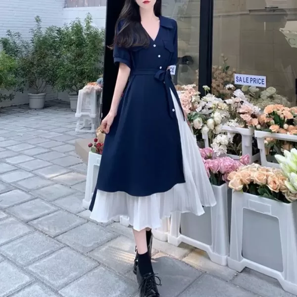 Trendy V-Neck Long Dress Korean Fashion Robe Playa Summer Dresses Women 2024