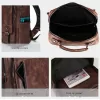brown and black Leather Men Backpack Business Male 15.6"