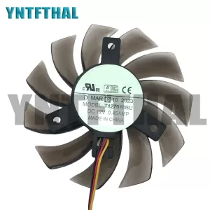 A black, 7.5cm For Everflow T127010BU graphics card cooling fan with a 3-wire connection.