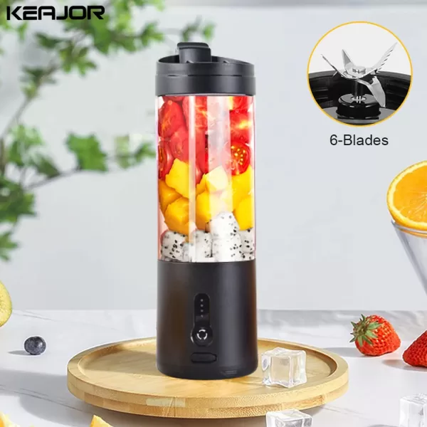 A sleek and stylish mini portable blender in a modern kitchen setting.