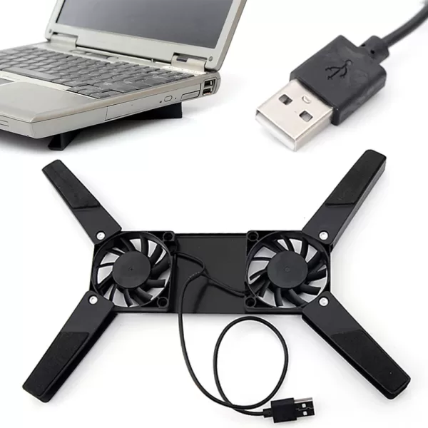 Close-up of the adjustable ergonomic stand on a USB laptop cooling pad.