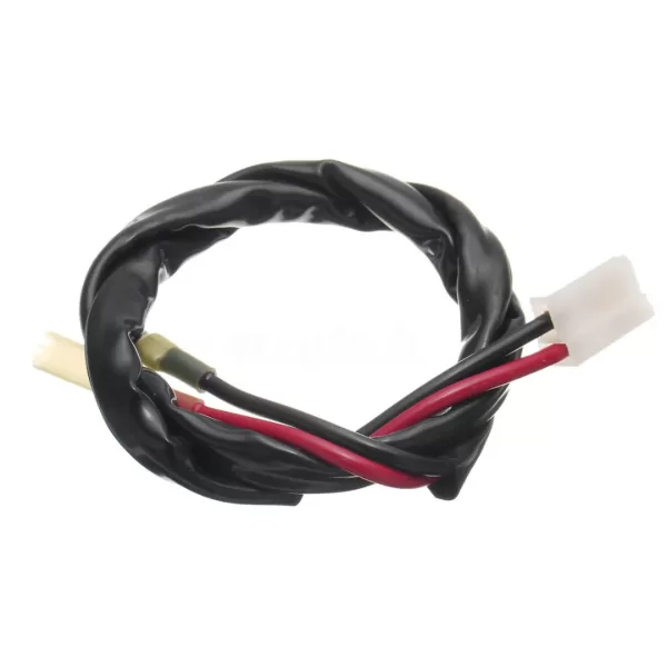 Image of a black electrical wiring harness with connectors.