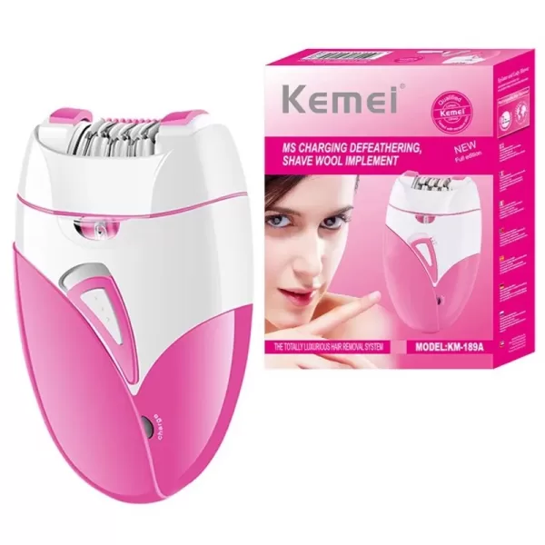 A woman holding a sleek, ergonomic electric trimmer designed for comfortable bikini line hair removal.