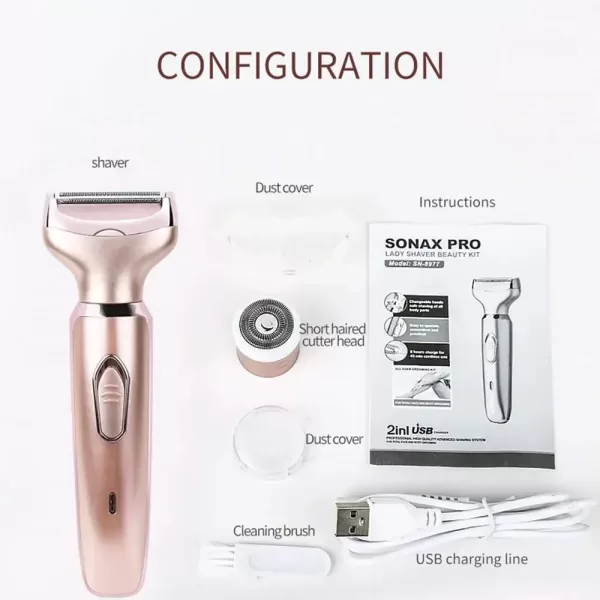 Close-up of a sleek, ergonomic women's electric trimmer with hypoallergenic blades, designed for comfort and precision hair removal.