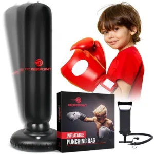 Child punching a durable kids' punching bag