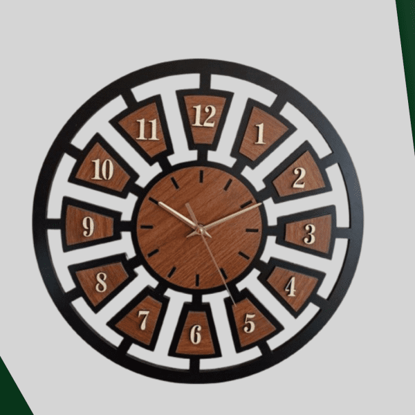 Large DIY wooden wall clock with adjustable layout and bold numerals.