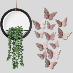 Elegant 3D butterfly wall stickers placed in a living room, adding a touch of nature-inspired decor.