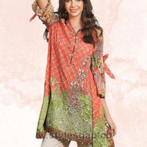 A beautiful Pakistani woman wearing a stylish kurta with intricate embroidery.