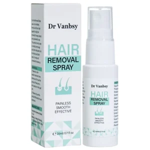 Dr. Vanbsy Hair Removal Spray bottle and packaging.