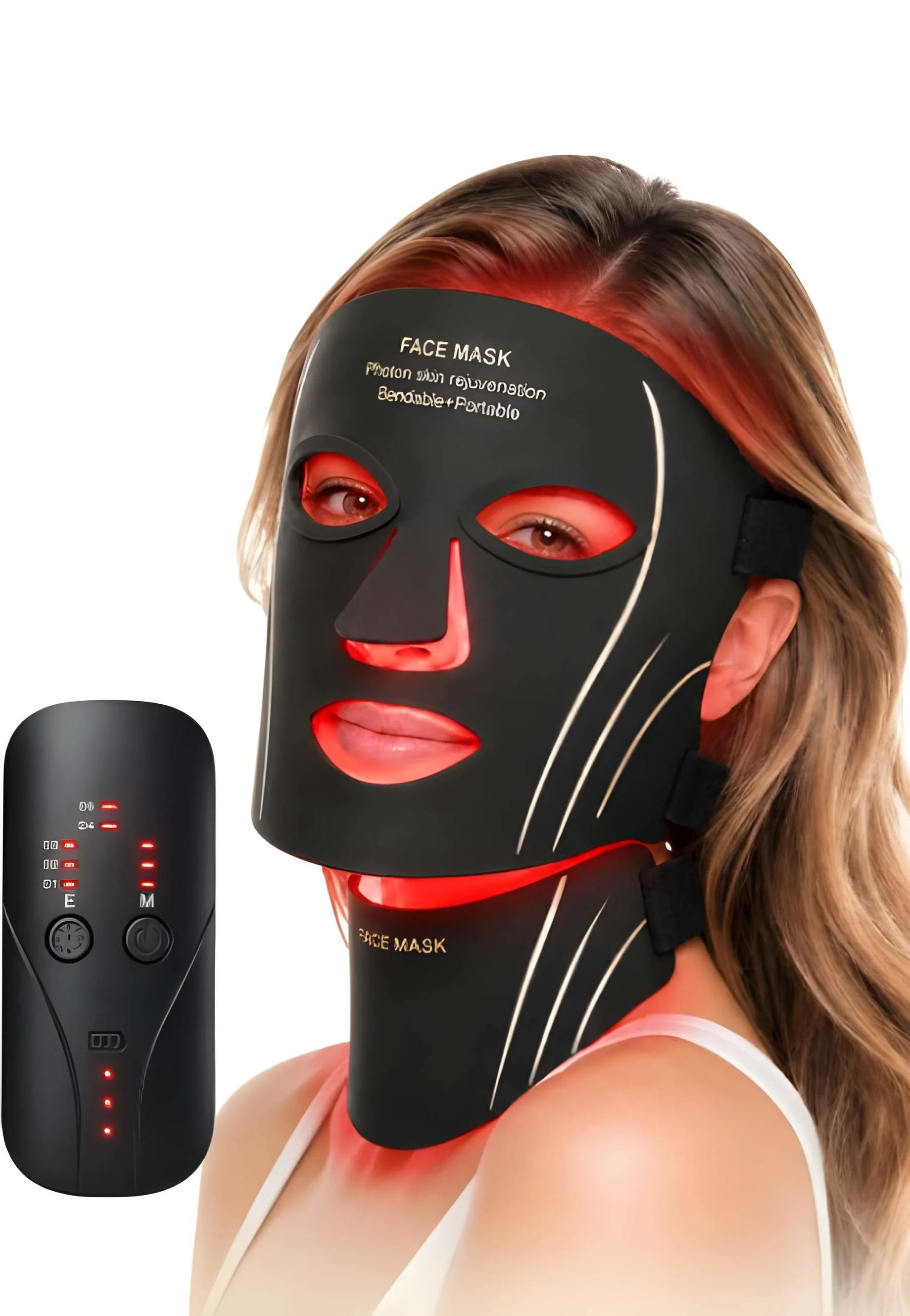 LED Face Neck Mask 7 Colors Red Light Therapy Silicone