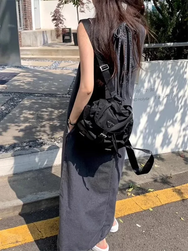 Korean Back Loose A-line Undershirt Denim Dresses
