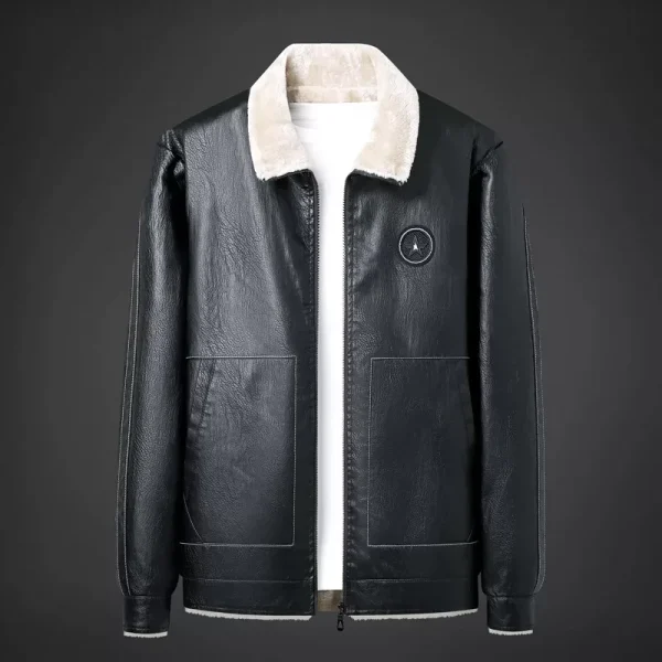 High Quality Men Leather Bomber Jacket Fleece Genuine Business Real Leather Flights Jacket