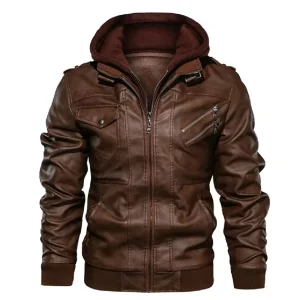 New Men&#8217;s Leather Jackets Autumn Casual Motorcycle PU Jacket Biker Leather Coats