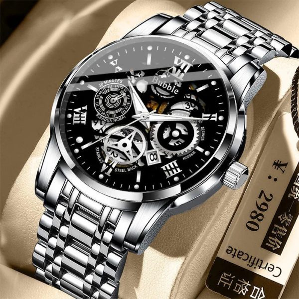 UTHAI L93 Watch For Men Trendy High end Light Luxury Versatile Quartz Watches Glow Waterproof Roman Hollow Male’s Clock Watch