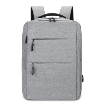 Gray Business Laptop Backpack with Multiple Compartments