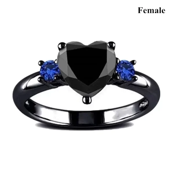 Men Stainless Steel Celtic Dragon Ring Heart Black Zircon Women Wedding Rings Set Valentine’s Day Jewelry
