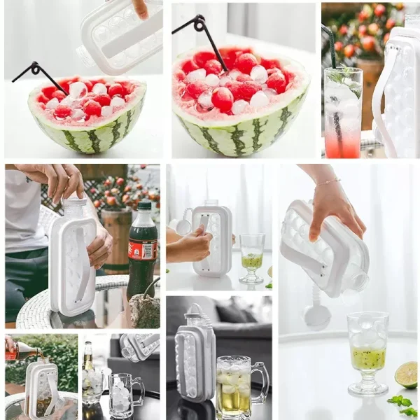 Ice Ball Maker with Cap, 2 in 1, Creative Portable Ice Bottle