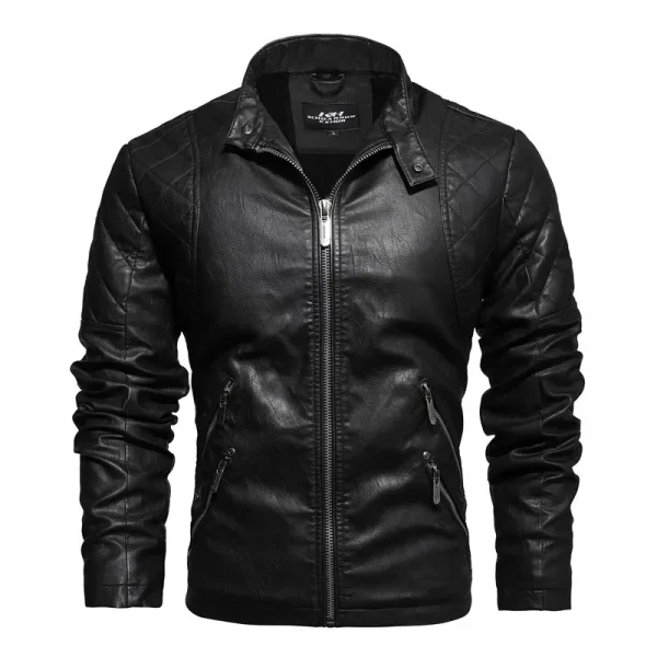 winter leather jacket, washed PU leather, European and American style jacket