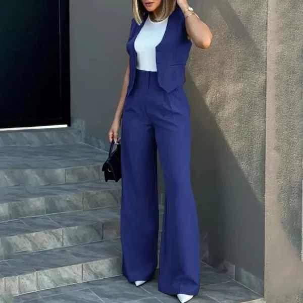 Two-piece Suit Elegant Lady Baggy Pants Set with Sleeveless price in Pakistan