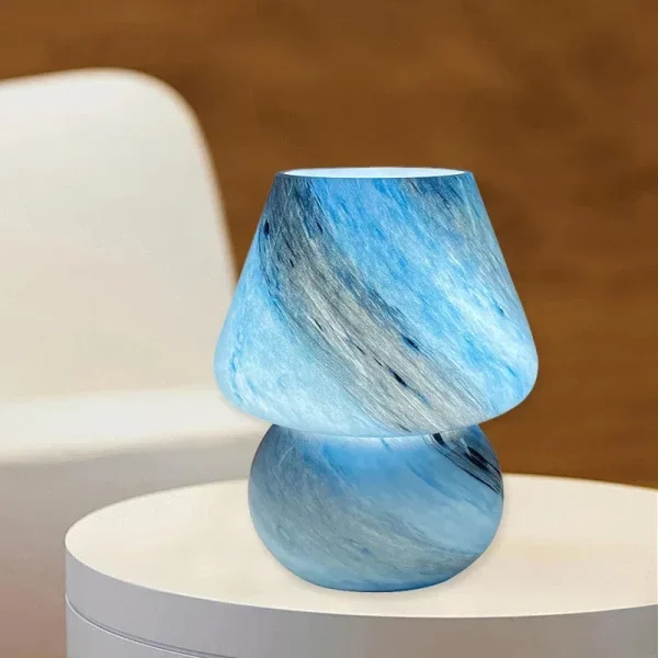 Modern Glass Table Lamp E14 Mushroom Decorative Light For Bedroom