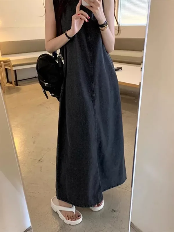 Korean Back Loose A-line Undershirt Denim Dresses