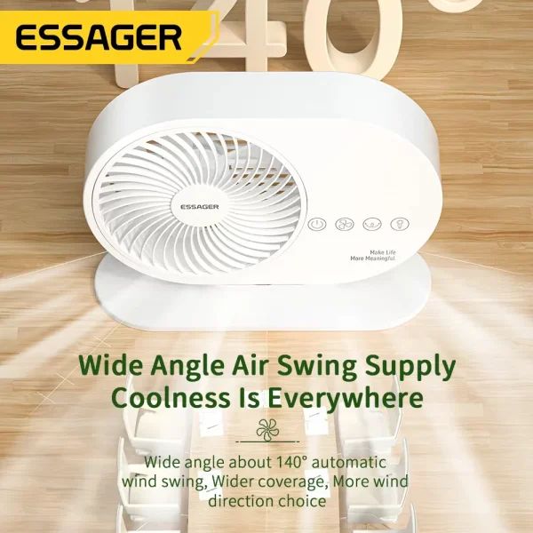 Essager Desk Fan 3 Speed Desktop Fan Speed Ultra Quiet Powerful Mini 70°