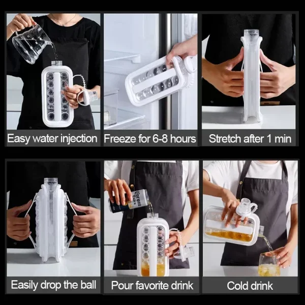 Ice Ball Maker with Cap, 2 in 1, Creative Portable Ice Bottle