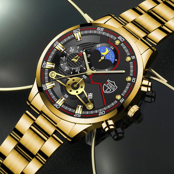 Reloj Hombre Men’s Luxury 3-Piece Business Watches Mens Full Calendar Leisure Sports Watch Men Stainless Steel Quartz WishWatch