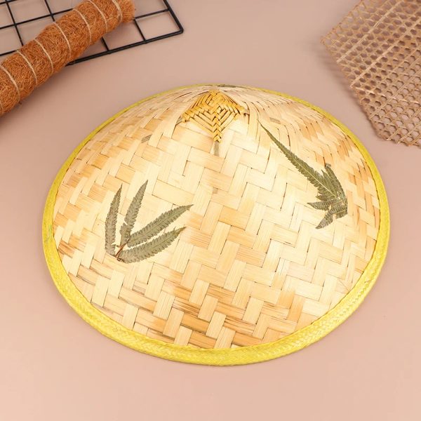 Chinese Retro Bamboo Rattan Fisherman Hat Handmade Weave Straw Bucket Hat Tourism Rain Dance Props Cone Fishing Sunshade Hat