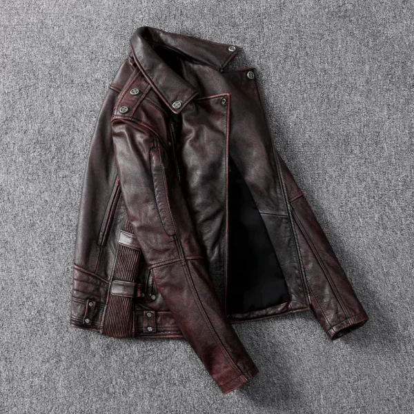 Vintage Brown Motorcycle Leather Jacket Men in pakistan