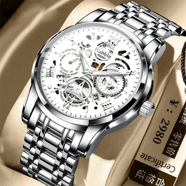 UTHAI L93 Watch For Men Trendy High end Light Luxury Versatile Quartz Watches Glow Waterproof Roman Hollow Male’s Clock Watch