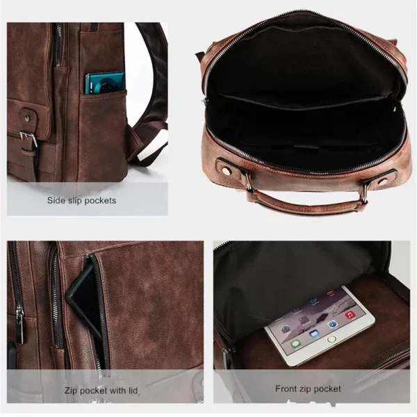 Fashion Leather Men Backpack Business Male 15.6″ Laptop Bag | Premium Quality Leather Backpack – Pakistan