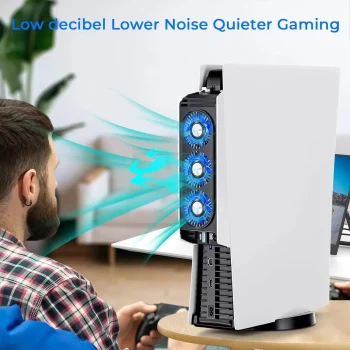 PS5 Cooling Fan with LED Light USB 3.0 Port Quiet Efficient Cooling System