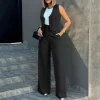 Two-piece Suit Elegant Lady Baggy Pants Set with Sleeveless price in Pakistan - Image 2